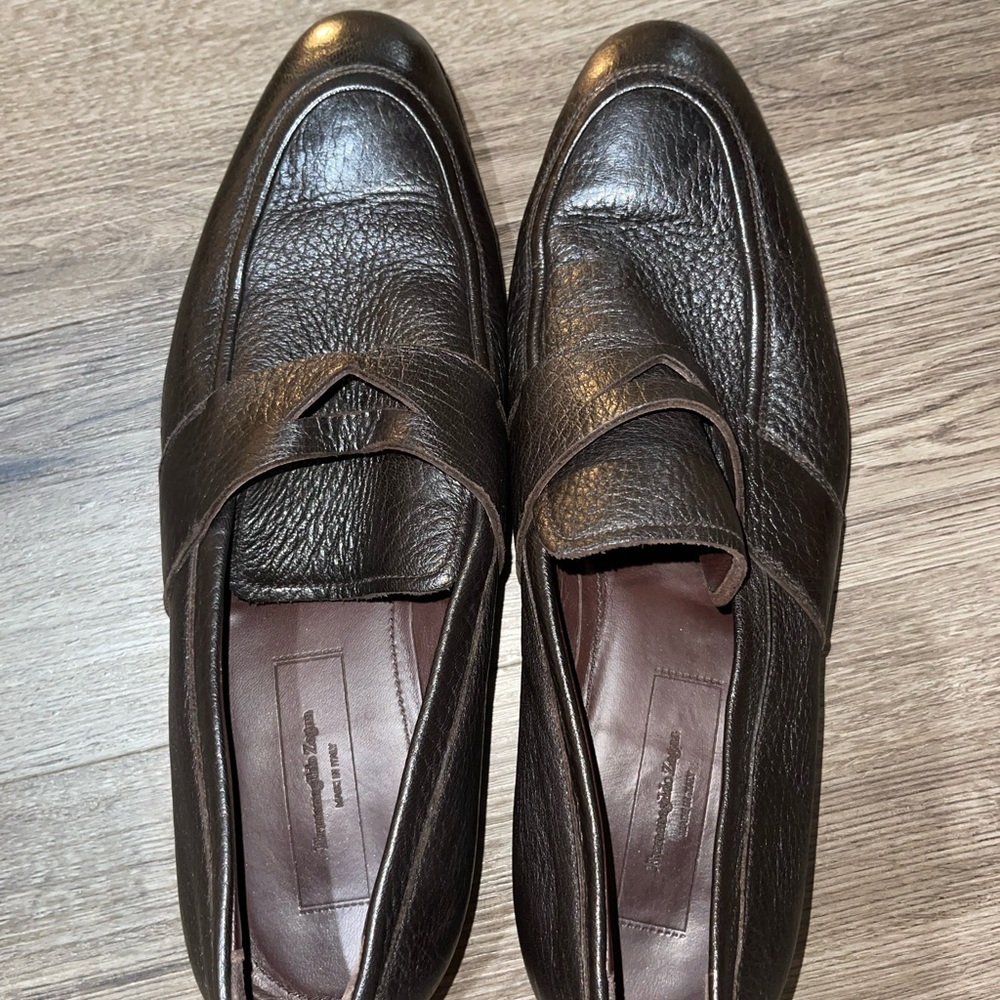 Ermenegildo Zegna Dark Brown Leather Loafers